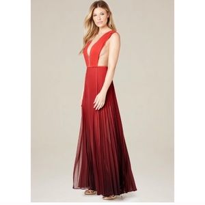 Bebe Dresses Bebe Slit Pleated Red Ombre Gown Maxi Dress Poshmark